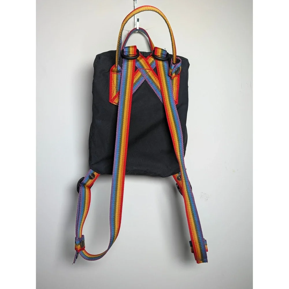 Fjallraven Unisex Backpack Kanken Rainbow Mini 23621 Vinylon F Black One Size